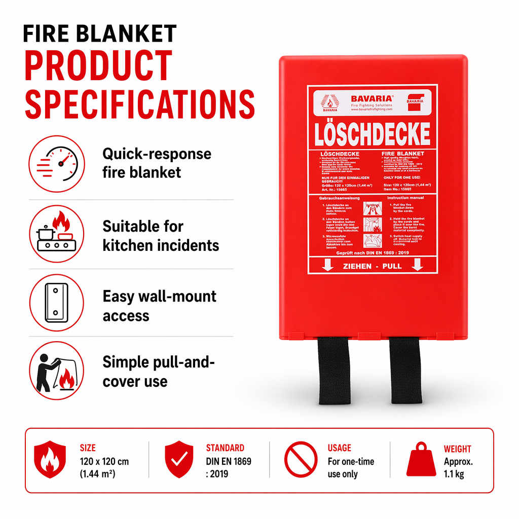 Fire blanket for kitchen and grease fire safety