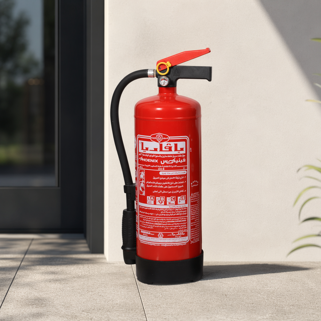 Bavaria Phoenix 6KG fire extinguisher angled view